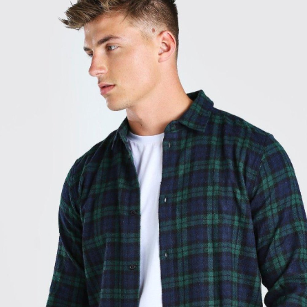 UNIQLO Flannel Checked Shirt XXL Dark Blue/Green
